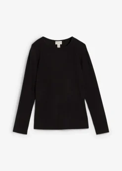 bonprix Shirts & Tops|Sportbekleidung^Geripptes Thermoshirt schwarz