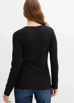 bonprix Shirts & Tops|Sportbekleidung^Geripptes Thermoshirt schwarz