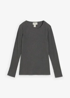 bonprix Bekleidung·Jumpsuits|Bekleidung·Röcke^Geripptes Thermoshirt grau meliert meliert