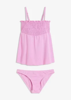 bonprix Nachhaltigere Materialien|Tankinis^Gesmokter Bandeau-Tankini (2-tlg.Set) helllila