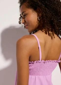 bonprix Nachhaltigere Materialien|Tankinis^Gesmokter Bandeau-Tankini (2-tlg.Set) helllila