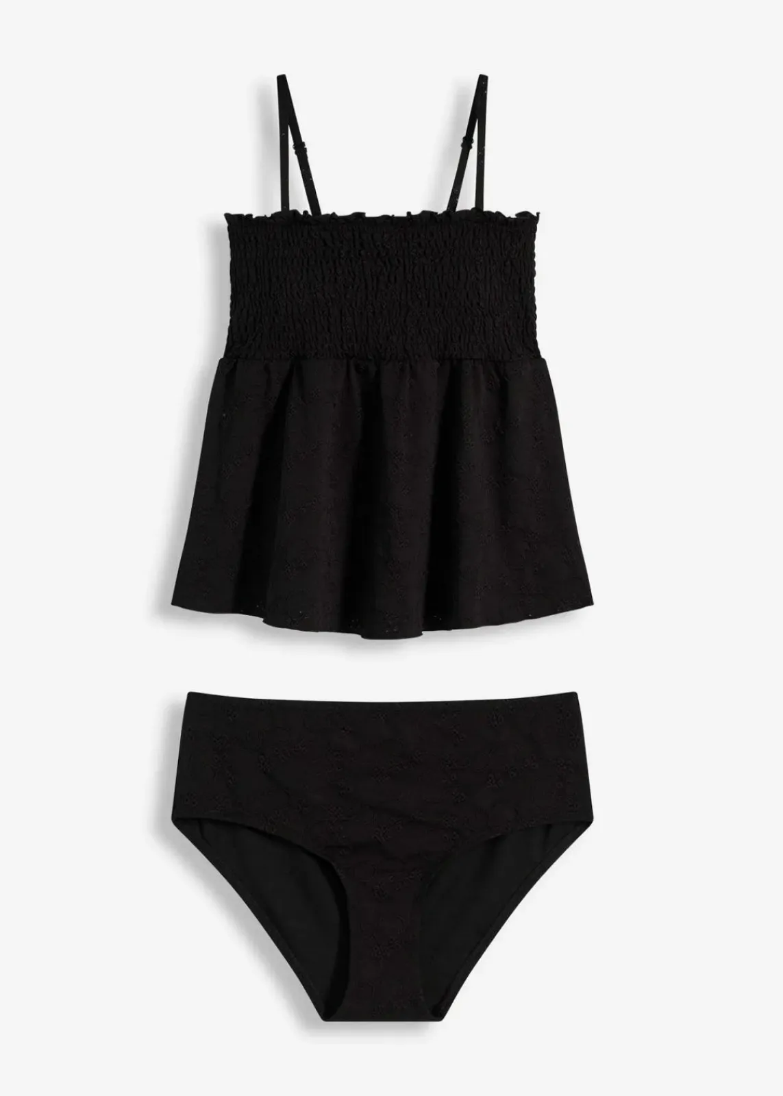 bonprix Tankinis|Bademode·Tankinis^Gesmokter Tankini (2-tlg.Set) schwarz