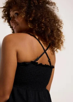 bonprix Tankinis|Bademode·Tankinis^Gesmokter Tankini (2-tlg.Set) schwarz