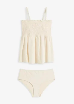 bonprix Bademode·Tankinis|Tankinis^Gesmokter Tankini (2-tlg.Set) vanille