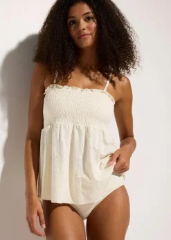 bonprix Bademode·Tankinis|Tankinis^Gesmokter Tankini (2-tlg.Set) vanille