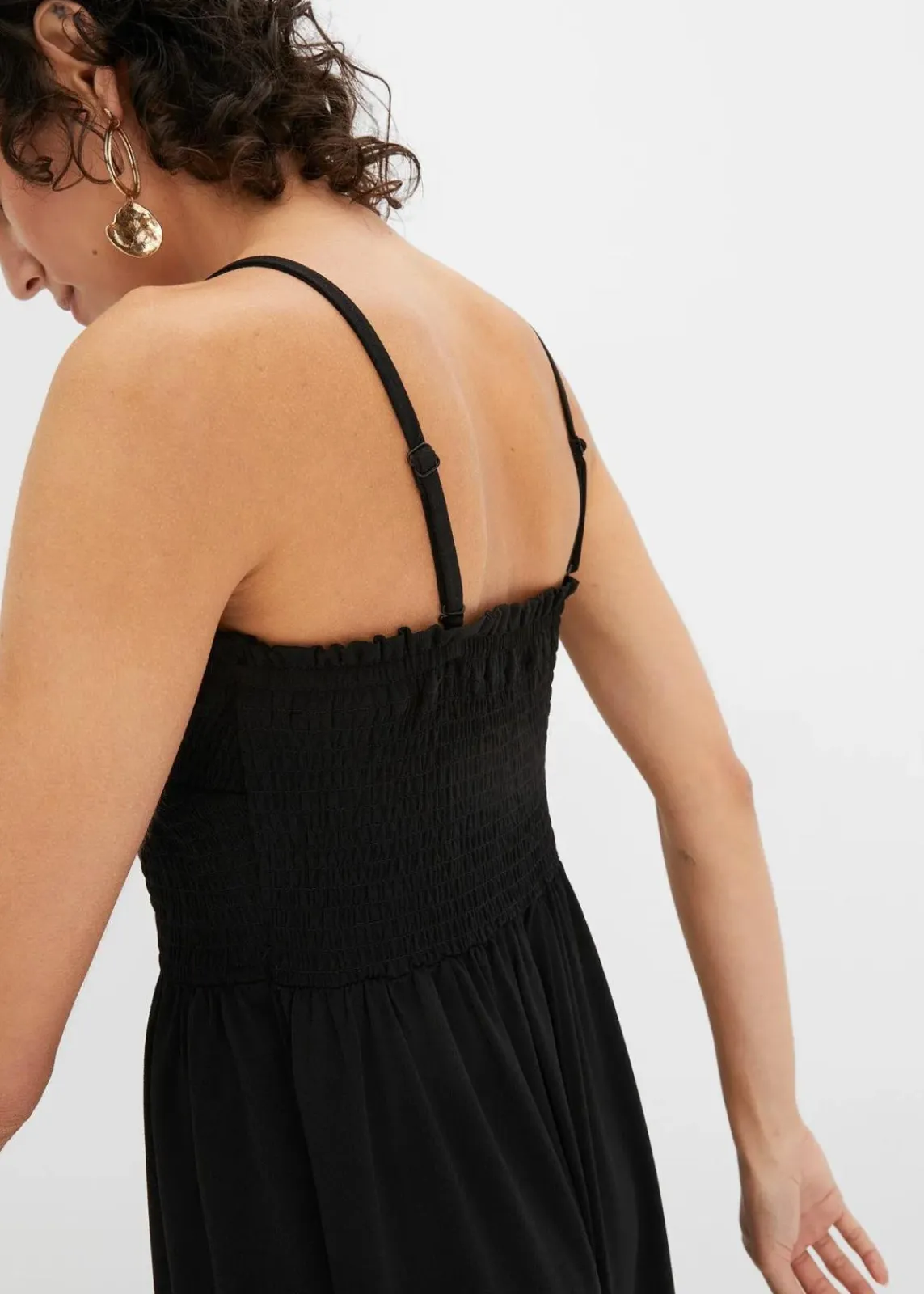 bonprix Bekleidung·Pullover & Strickjacken|Kleider^Gesmoktes Trägerkleid aus leichtem Crêpe schwarz