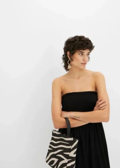 bonprix Bekleidung·Pullover & Strickjacken|Kleider^Gesmoktes Trägerkleid aus leichtem Crêpe schwarz