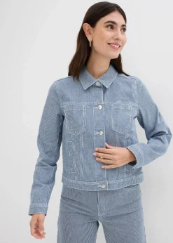 bonprix Jacken & Mäntel^gestreifte Jeansjacke, verkürzt blau/weiß gestreift