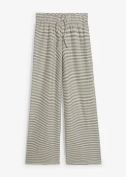bonprix Hosen|Bekleidung·Kleider^Gestreifte Jersey-Hose mit Kordelzug aus Baumwoll-Mix schwarz/wollweiß gestreift