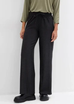 bonprix Bekleidung·Kleider|Hosen^Gestreifte Jersey-Hose mit Kordelzug aus Baumwoll-Mix anthrazit meliert/schwarz gestreift