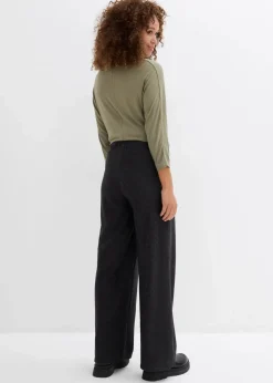 bonprix Bekleidung·Kleider|Hosen^Gestreifte Jersey-Hose mit Kordelzug aus Baumwoll-Mix anthrazit meliert/schwarz gestreift