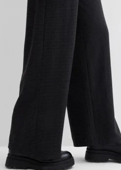 bonprix Bekleidung·Kleider|Hosen^Gestreifte Jersey-Hose mit Kordelzug aus Baumwoll-Mix anthrazit meliert/schwarz gestreift