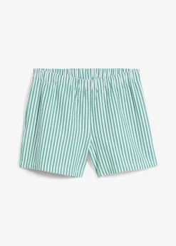 bonprix Bekleidung·Outdoorbekleidung|Bekleidung·Kleider^Gestreifte Schlupf-Shorts aus reiner Baumwolle edelsteingrün/weiß gestreift
