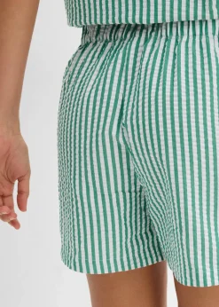 bonprix Bekleidung·Outdoorbekleidung|Bekleidung·Kleider^Gestreifte Schlupf-Shorts aus reiner Baumwolle edelsteingrün/weiß gestreift
