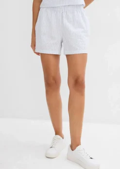 bonprix Hosen|Shorts^Gestreifte Schlupf-Shorts aus reiner Baumwolle zartblau/weiß gestreift