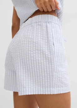 bonprix Hosen|Shorts^Gestreifte Schlupf-Shorts aus reiner Baumwolle zartblau/weiß gestreift