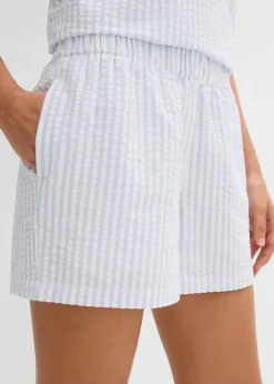 bonprix Hosen|Shorts^Gestreifte Schlupf-Shorts aus reiner Baumwolle zartblau/weiß gestreift