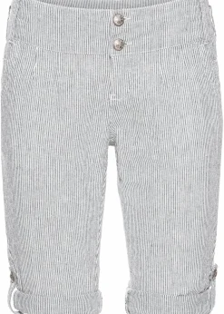 bonprix Shorts|Hosen^Gestreifte Shorts aus Leinen blau/wollweiß gestreift