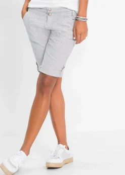 bonprix Shorts|Hosen^Gestreifte Shorts aus Leinen blau/wollweiß gestreift