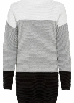 bonprix Bekleidung·Umstandsmode|Bekleidung·Jeans^Gestreifter Long-Pullover wollweiß/grau/schwarz gestreift
