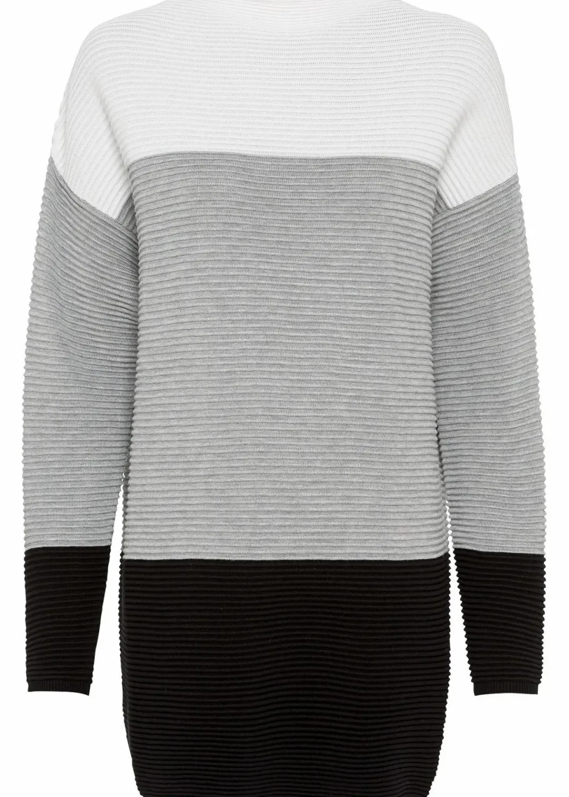 bonprix Bekleidung·Umstandsmode|Bekleidung·Jeans^Gestreifter Long-Pullover wollweiß/grau/schwarz gestreift
