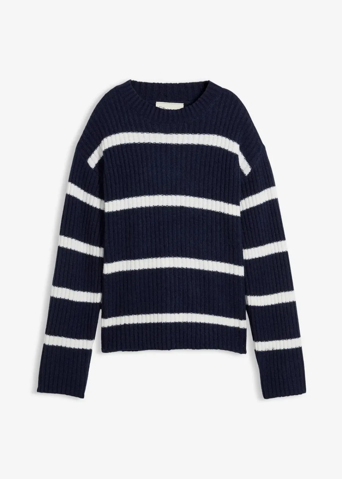 bonprix Bekleidung·Umstandsmode|Strickmode^Gestreifter Pullover dunkelblau/wollweiß quer gestreift