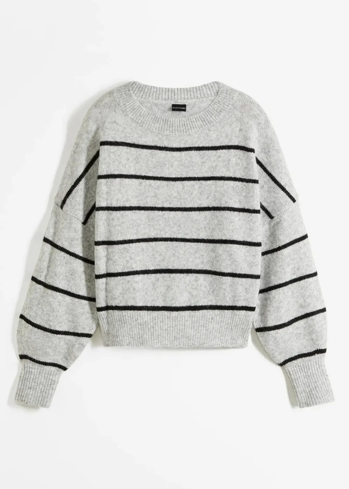 bonprix Bekleidung·Umstandsmode|Bekleidung·Jeans^Gestreifter Pullover im Oversized Fit hellgrau meliert/schwarz gestreift
