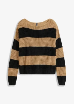 bonprix Bekleidung·Umstandsmode|Bekleidung·Jeans^Gestreifter Strickpullover new beige/schwarz gestreift