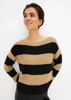 bonprix Bekleidung·Umstandsmode|Bekleidung·Jeans^Gestreifter Strickpullover new beige/schwarz gestreift