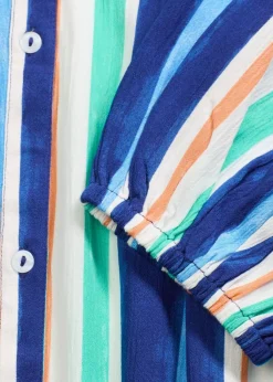 bonprix Bekleidung·Pullover & Strickjacken|Nachhaltigere Materialien^gestreiftes Kaftan-Kleid aus strukturierter Viskose arktikblau/hellblau/weiß gestreift