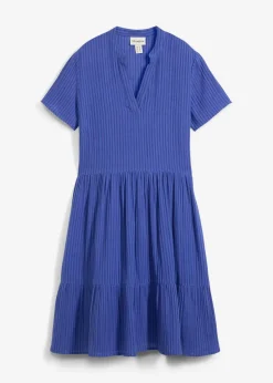 bonprix Bekleidung·Pullover & Strickjacken|Kleider^Gestreiftes Kleid aus Musselin lilablau/enzianblau gestreift