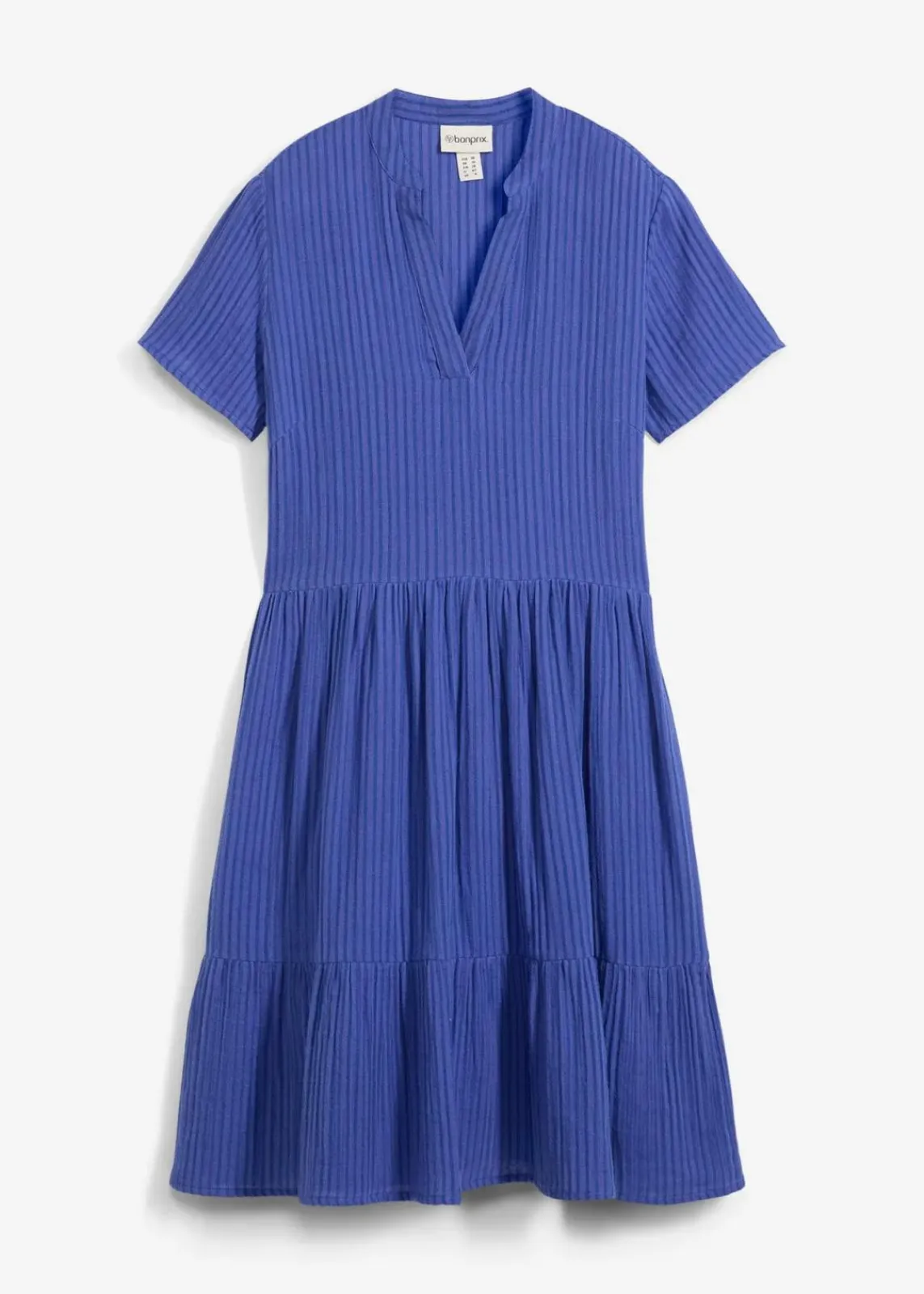 bonprix Bekleidung·Pullover & Strickjacken|Kleider^Gestreiftes Kleid aus Musselin lilablau/enzianblau gestreift