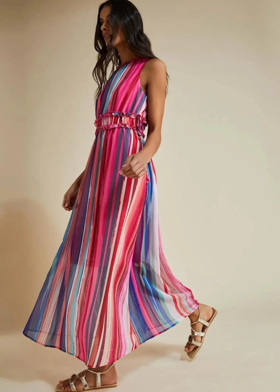 bonprix Kleider|Nachhaltigere Materialien^Gestreiftes Maxikleid multicolor