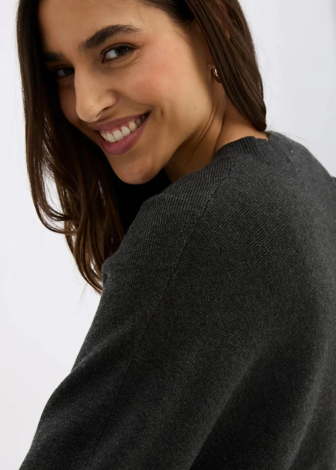 bonprix Kleider|Nachhaltigere Materialien^Gestricktes Kleiderset (2-tlg. Set) anthrazit meliert