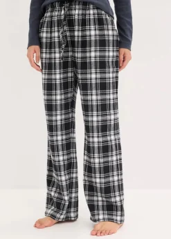 bonprix Wäsche·Nachtwäsche|Nachtwäsche^Gewebte Pyjamahose aus Flanell schwarz/weiß kariert