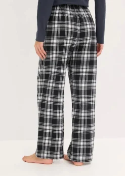 bonprix Wäsche·Nachtwäsche|Nachtwäsche^Gewebte Pyjamahose aus Flanell schwarz/weiß kariert