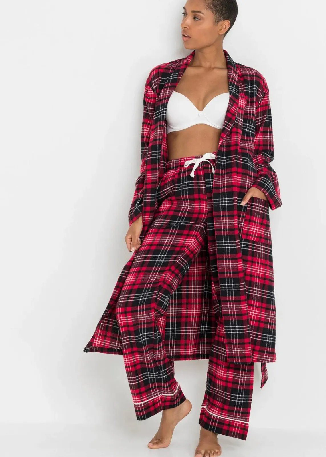bonprix Wäsche·Nachtwäsche|Nachtwäsche^Gewebte Pyjamahose aus Flanell rot kariert