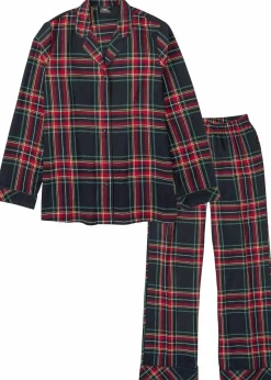 bonprix Wäsche·Nachtwäsche|Nachtwäsche^Gewebter Flanell Pyjama dunkelblau kariert