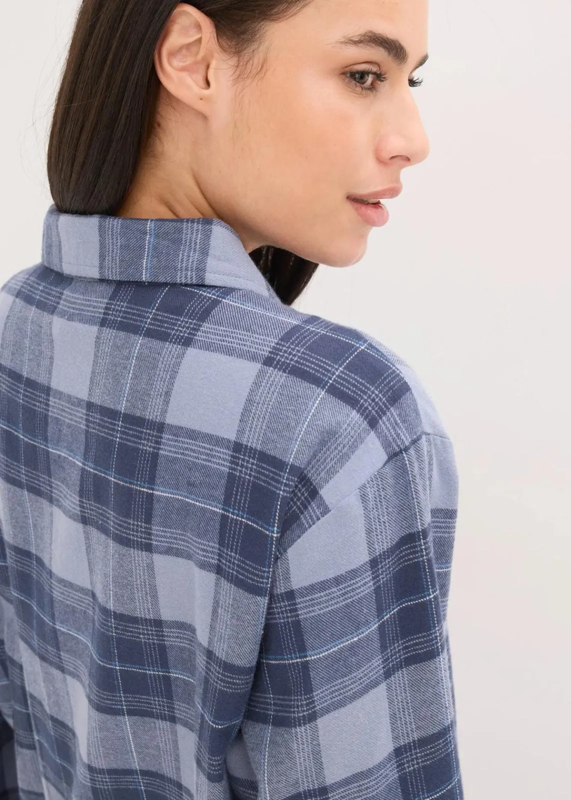 bonprix Wäsche·Nachtwäsche|Nachtwäsche^Gewebter Flanell Pyjama dunkelblau kariert