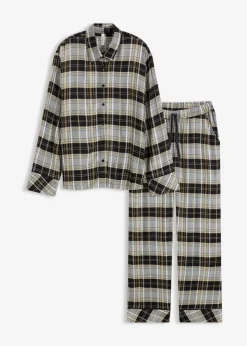 bonprix Wäsche·Nachtwäsche|Nachtwäsche^Gewebter Flanell Pyjama schwarz kariert