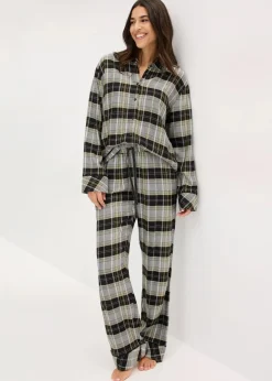 bonprix Wäsche·Nachtwäsche|Nachtwäsche^Gewebter Flanell Pyjama schwarz kariert