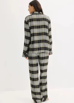 bonprix Wäsche·Nachtwäsche|Nachtwäsche^Gewebter Flanell Pyjama schwarz kariert