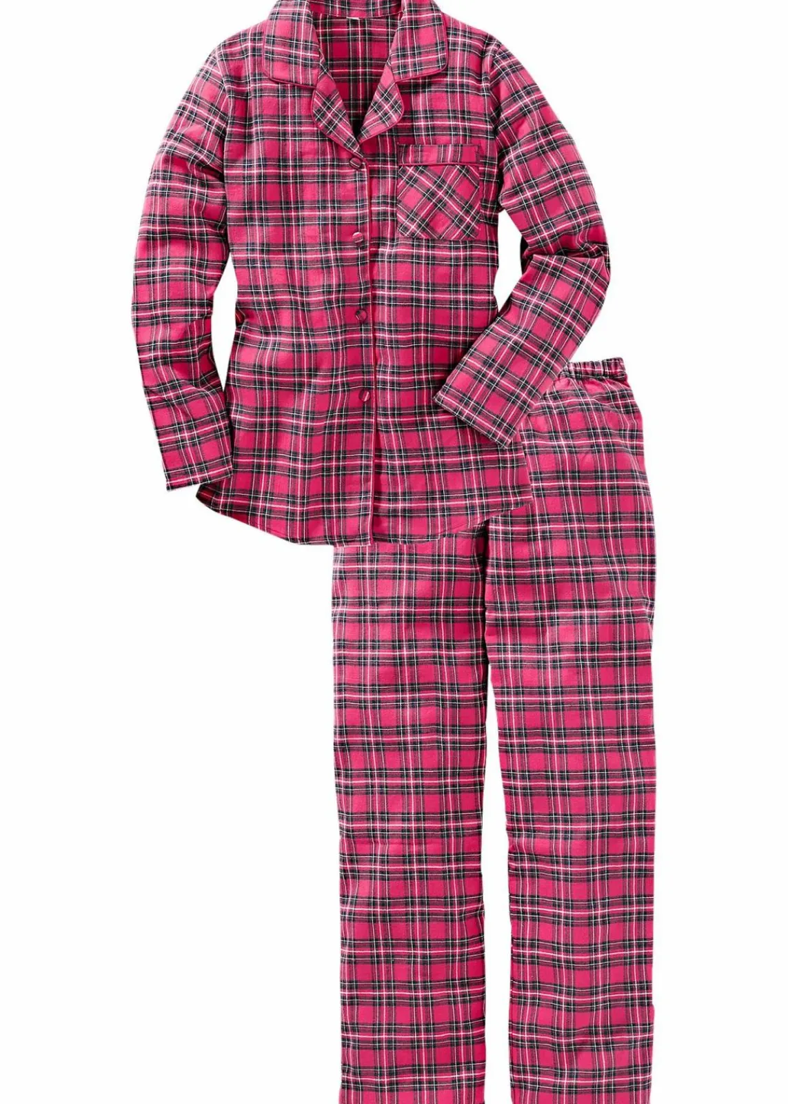 bonprix Wäsche·Nachtwäsche|Nachtwäsche^Gewebter Flanell Pyjama dunkelpink kariert