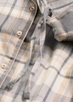 bonprix Wäsche·Nachtwäsche|Nachtwäsche^Gewebter Flanell Pyjama mit Glitzergarn und Geschenktasche naturbeige/grau kariert