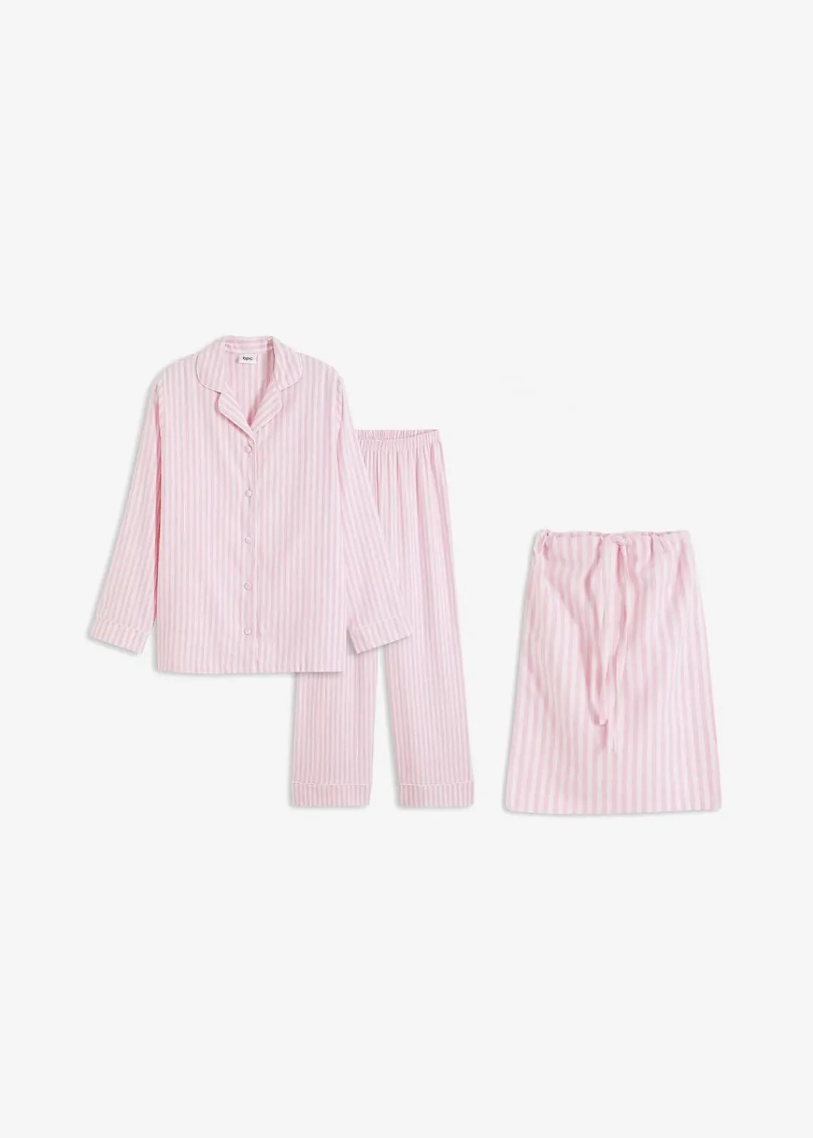 bonprix Wäsche·Nachtwäsche|Nachtwäsche^Gewebter Flanell Pyjama mit Geschenktasche rauchorchidee/hellrosa gestreift