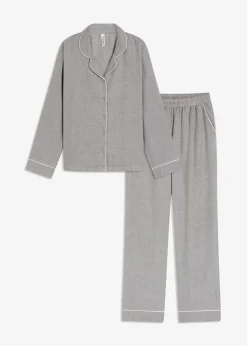 bonprix Wäsche·Nachtwäsche|Nachtwäsche^Gewebter Flanell Pyjama mit Fischgrätmuster anthrazit gemustert