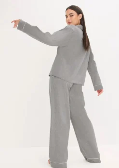 bonprix Wäsche·Nachtwäsche|Nachtwäsche^Gewebter Flanell Pyjama mit Fischgrätmuster anthrazit gemustert