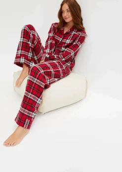 bonprix Wäsche·Nachtwäsche|Nachtwäsche^Gewebter Pyjama aus Flanell abendrot kariert