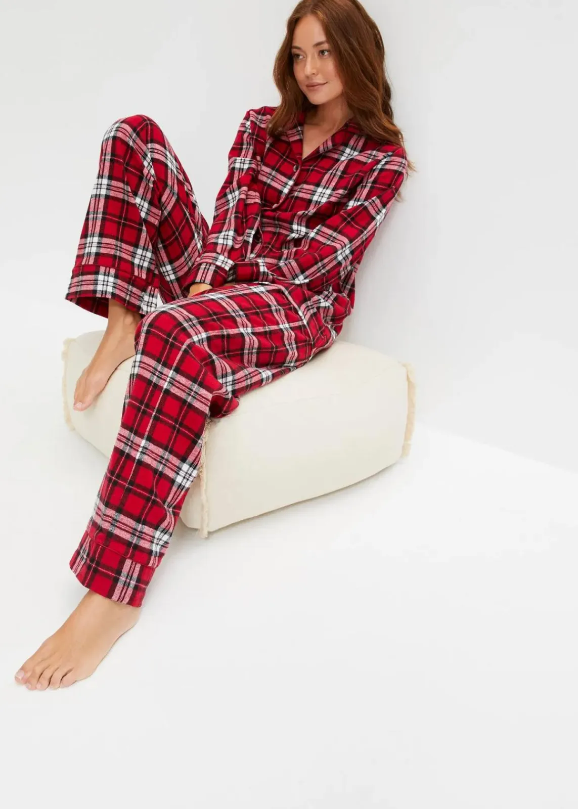 bonprix Wäsche·Nachtwäsche|Nachtwäsche^Gewebter Pyjama aus Flanell abendrot kariert