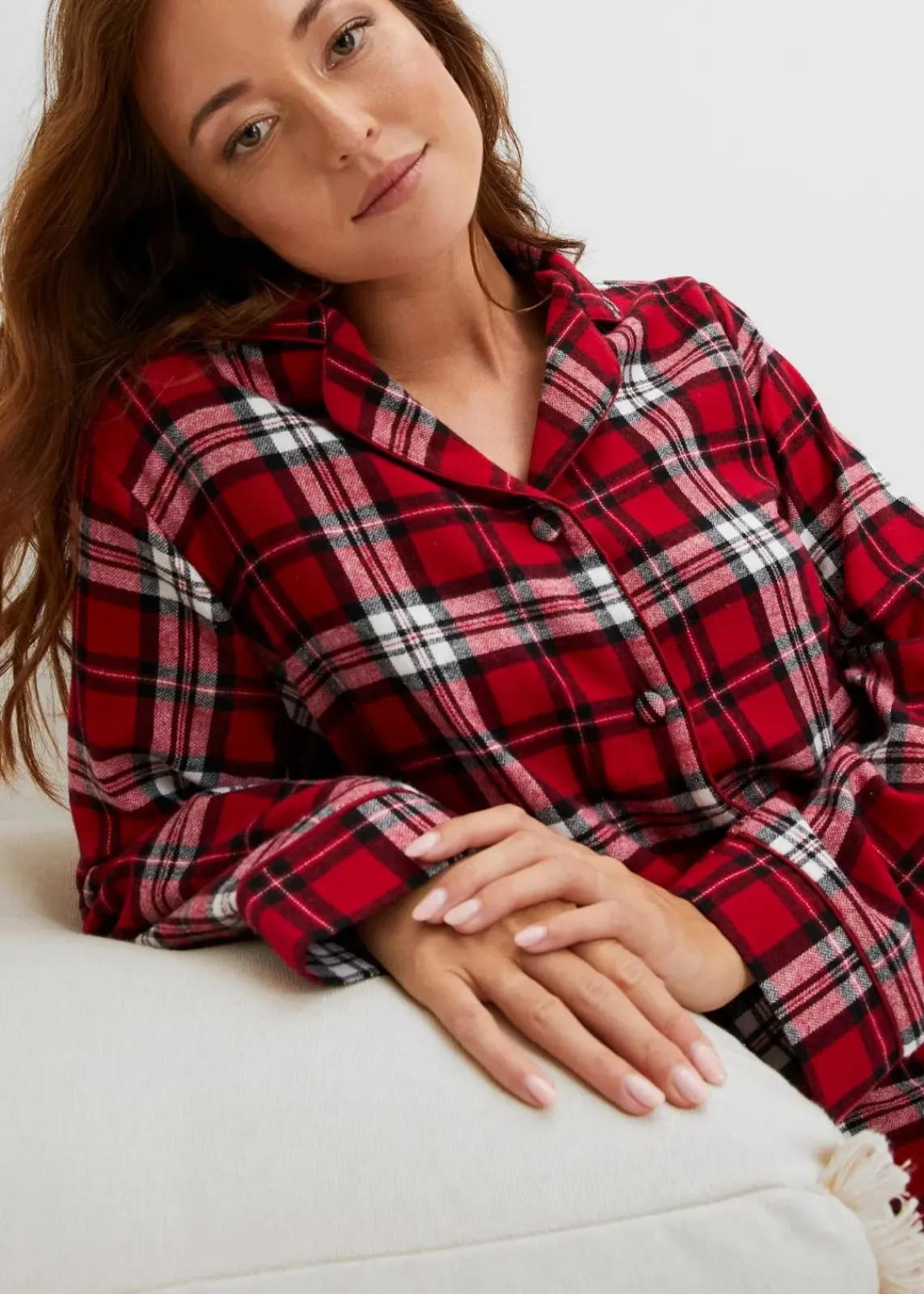 bonprix Wäsche·Nachtwäsche|Nachtwäsche^Gewebter Pyjama aus Flanell abendrot kariert